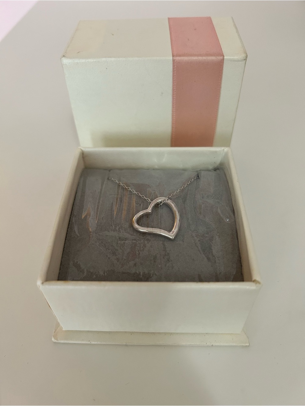Vintage Silver Heart Pendant Necklace with Gift Box